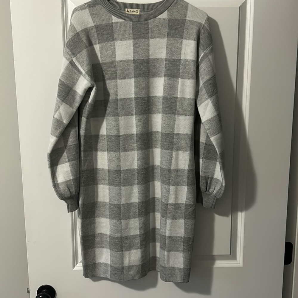 Women’s grey check sweater dress size medium